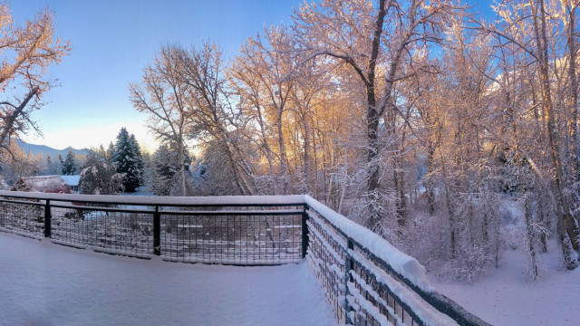 Expect glorious view from third floor deck (snow covered in the winter).